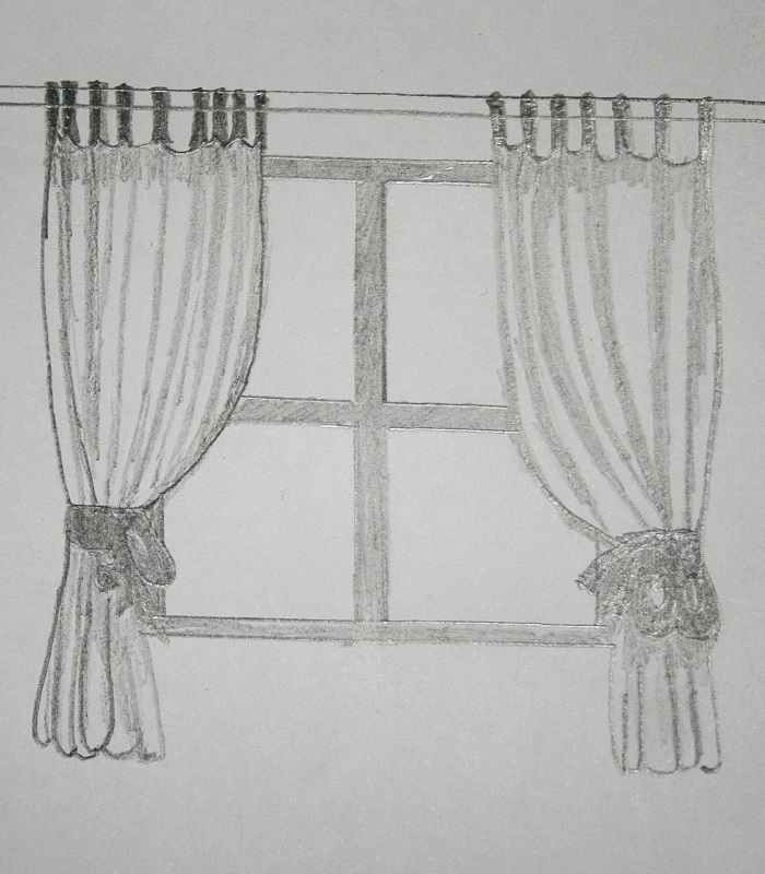 dos hojas de cortinas con presillas